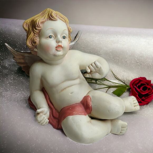 Hand-painted Putto Cupid Angel Cherub Whimsical Renaissance Baroque Figurine - Picture 5 of 11
